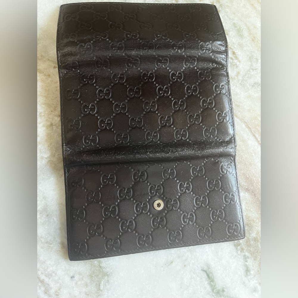 Gucci Signature Guccissima black/brown Clutch Fold Over Long Wallet Leather - Picture 6 of 7